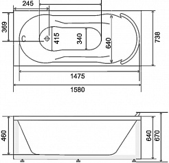 BellSan Акриловая ванна Риана 160x75 с гидромассажем – фотография-4